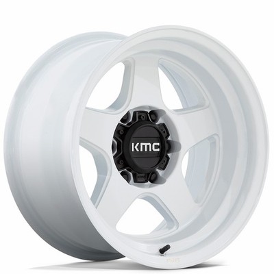 17x8.5 KMC Wheels KM728 Lobo Gloss White Off-Road Rims (4pcs) A1