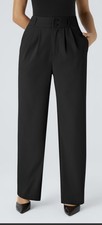 Halara Flex High Waisted Zipper Pocket Straight Leg Pants Size 38 SM Black NWT