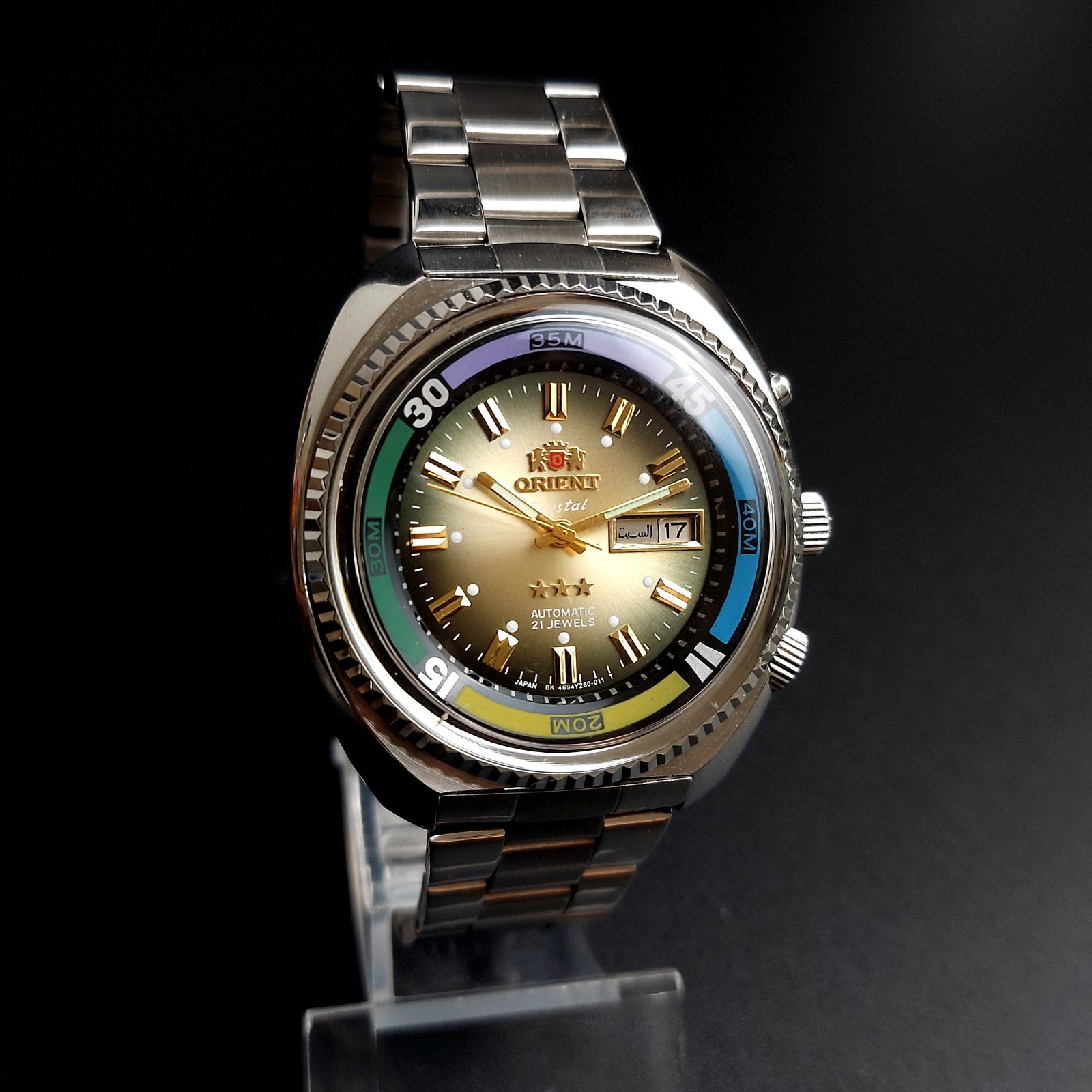 Japan Automatic Watch Orient KING DIVER Watch KD 21 JEWELS Original Gold Dial SK 4
