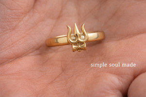 Authentic Gold Plated Sterling Silver Shiva Trident Ring Spiritual Yoga Meditation Jewelry
