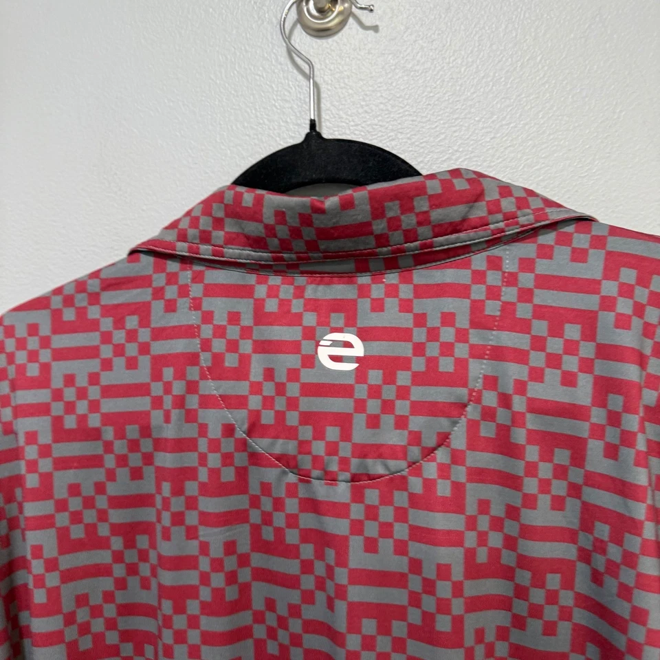 Etonic Mens Golf Polo Shirt 2X Large Red Grey Checkered Short Sleeve Athletic - Image 3 of 4