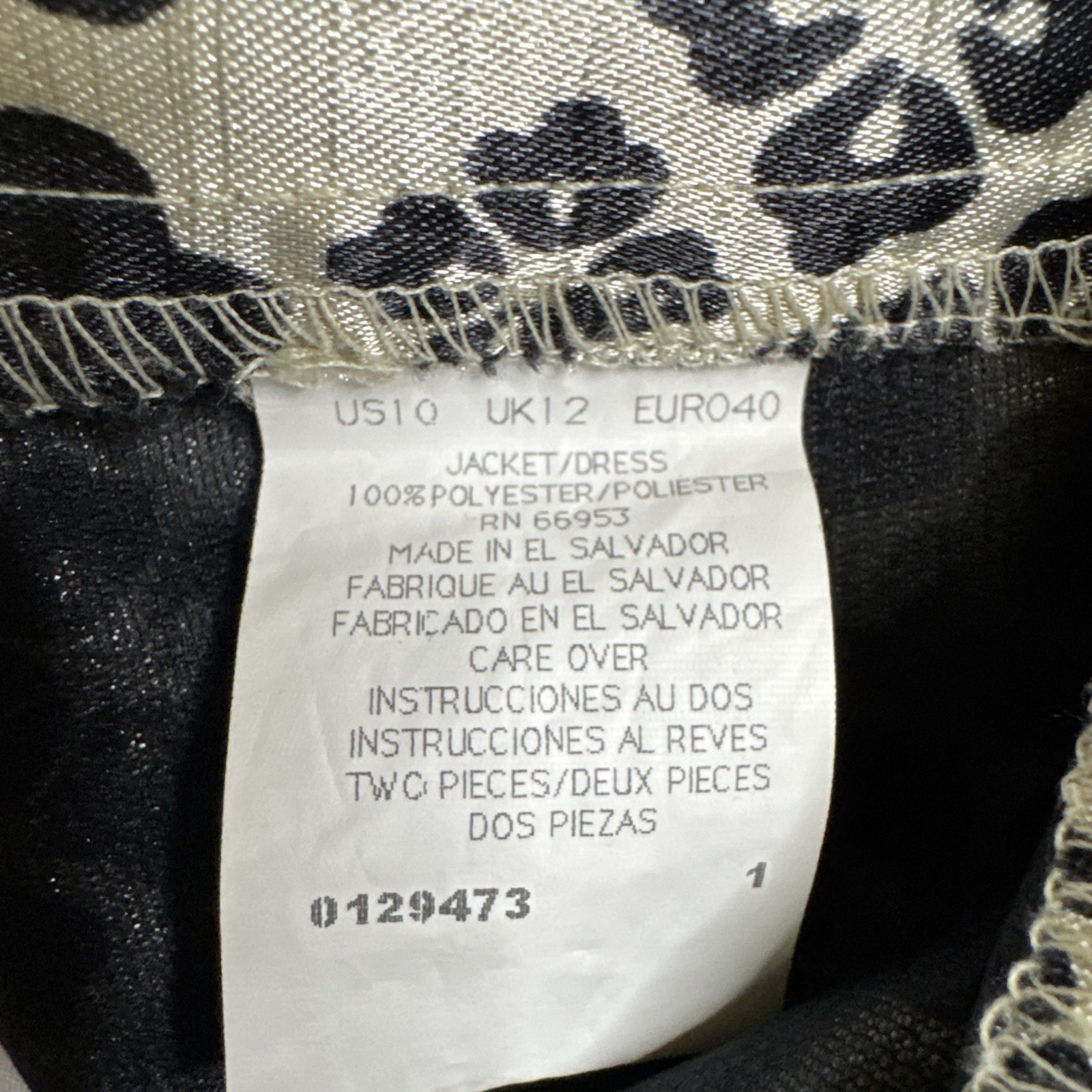 Leslie Fay Womens Vtg Black Cream Floral Geometric Button Front Jacket Size 10 image 7