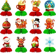12 Pcs Christmas Party Table Decorations Centerpieces, Honeycomb Xmas...