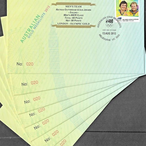 AUSTRALIA - RARE 2012 OVERPRINTED/NUMBERED GOLD MEDAL WINNERS SET OF 7 FDC