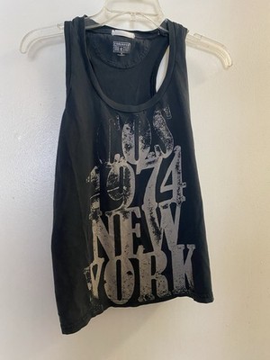 Converse One Star Black Beige Tank Top M Medium COS 1974 New York Distressed