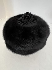VTG 60s Women's Black Pillbox Box Hat Lord and Taylor SM/Med 7"dia.