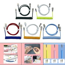 USB to Type C Coiled Cable with Aviation Plug Metal for Mechanical Keyboard