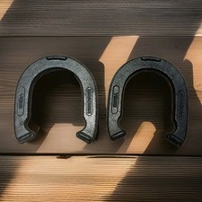 Lot of 2 Vintage Sportcraft Forged Steel Horseshoes A  B, 7.5" x 6.5"