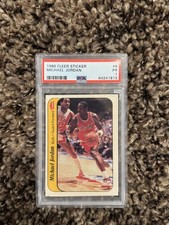 1986 Fleer Sticker #8 Michael Jordan RC ROOKIE CARD GRADED PSA 1. rookie card picture