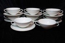VINTAGE RARE KON PIAZVID GOUDA EDEL PORCELAIN 8 CREAM SOUP BOWLS 7 SAUCERS
