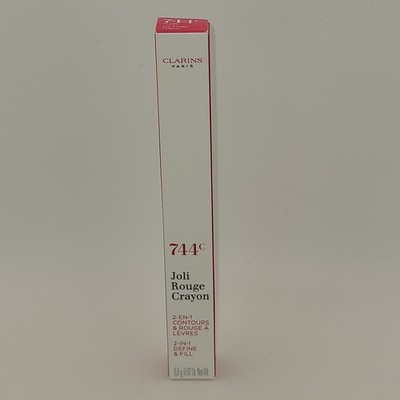 Clarins Joli Rouge Crayon 2in1 Lip Pencil Define Fill 744C PLUM New In Box .2 oz