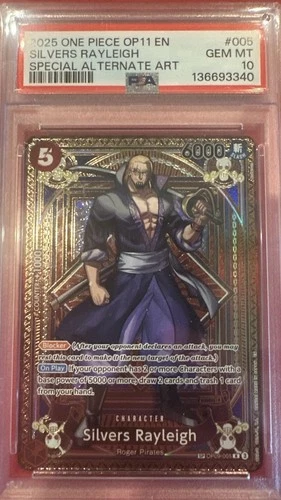 2025 One Piece OP11 Silvers Rayleigh SP Alternate Art OP09-005 PSA 10 Gem Mint