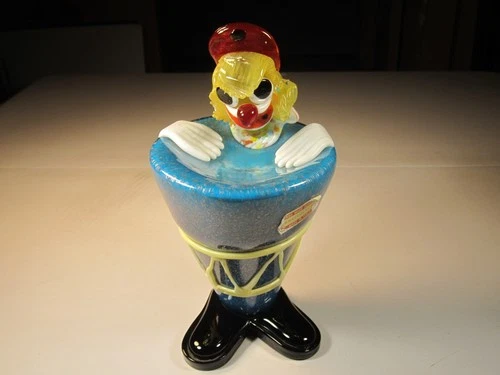 VTG Murano Venetian Glass Clown With Drum Body Figurine Statue