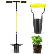 2PCS Bulb Planter Tools Set, Long Handle Garden Transplanter and Small Bulb P...