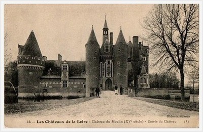 Loire Chateau du Moulin France Winter Scene Photo Postcard -1910s-Hidouin