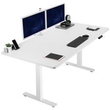 VIVO Electric 71” x 36” Stand Up Desk, White Table Top, White Frame