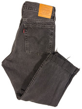 Levis Premium Wedgie Straight Jeans 29 Faded Black Raw Hem Button Fly Classic