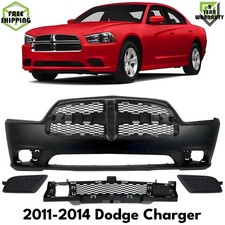 Front Bumper Cover Primed Plastic Fog Lights Cover For 2011-2014 Dodge Charger