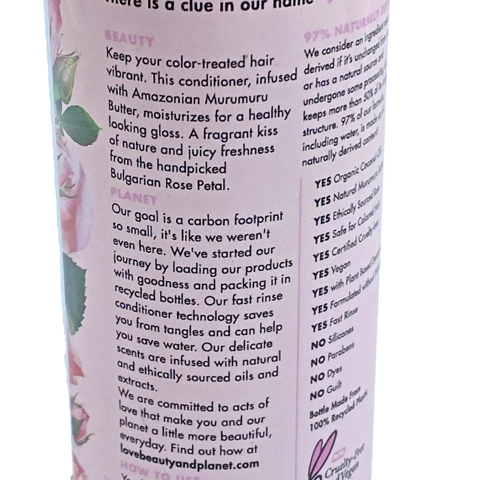 Lot of 3 Hair Conditioner Love Beauty and Planet Murumuru Butter & Rose 8 Fl Oz