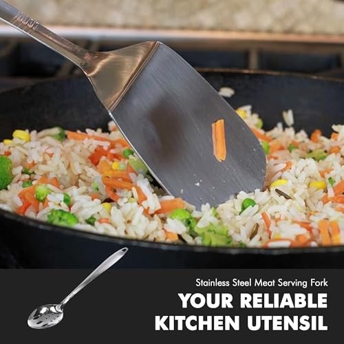 13 Inch Stainless Steel Slotted Spoon Heavy Gauge Rust Resistant Dishwasher Safe - Picture 3 of 7