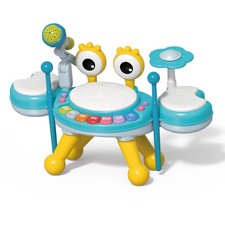 Kids Drum Set for Toddlers 1-3, Baby Drum Set Musical Toys with Light Up Micr...