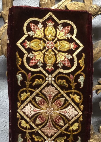Vintage Silk on Velvet Trim - 26" x 6.5" - Picture 2 of 24