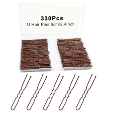330 Count U Shaped Hair Pins Brown, 2.4Inch Brown Bun Pins Bun Hair