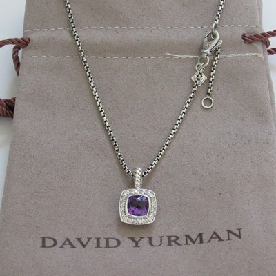 David Yurman Petite Albion Halskette mit Anhänger Amethyst & Diamanten 16-17 Fuß