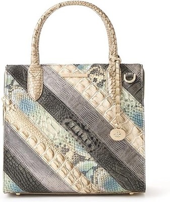 Brahmin Small Caroline Leather Satchel - Anthracite Flashback