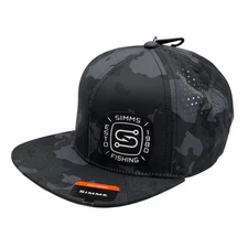 NEW Simms Fishing Hooked Trucker Hat Regiment Camo Carbon High Crown OSFM Black
