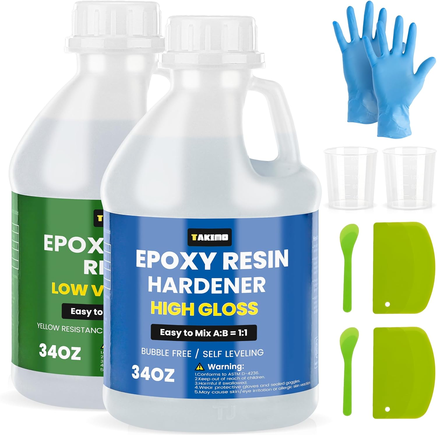 68Oz Crystal Clear Resin Kit,No Bubble & Not Yellowing Epoxy Resin for Coating,