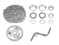 NEW3" LONG CRANK PACKAGE W/ WILD FLAME STYLE CHAINRING, CHAIN AND BOTTOM BRACKET