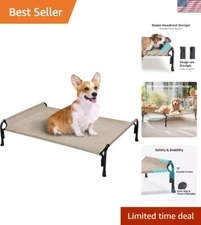Cooling Elevated Dog Bed for Medium Dogs - Portable Pet Hammock with Headrest