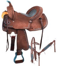 14", 15", 16" Double T Roughout Barrel Style Horse Saddle Set