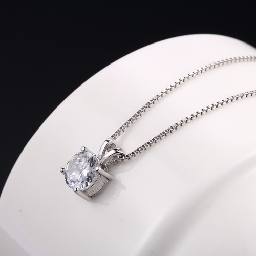 2Ct Round Brilliant Cut Created Moissanite 14K White Gold Solitaire Pendant