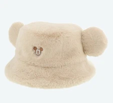 Japan Tokyo Disney Resort Ears Mickey limited Fluffy Winter Cap Hat White brown