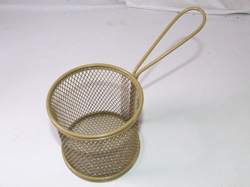 Mini Round Potato Chips Deep Fry Presentation Baskets Strainers Gold & Silver - Picture 8 of 24