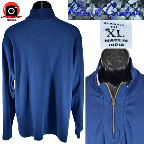 Robert Graham XL Navy Blue Curson Classic-Fit 1/4-Zip Neck Sweater RFF216004CF - Picture 5 of 11