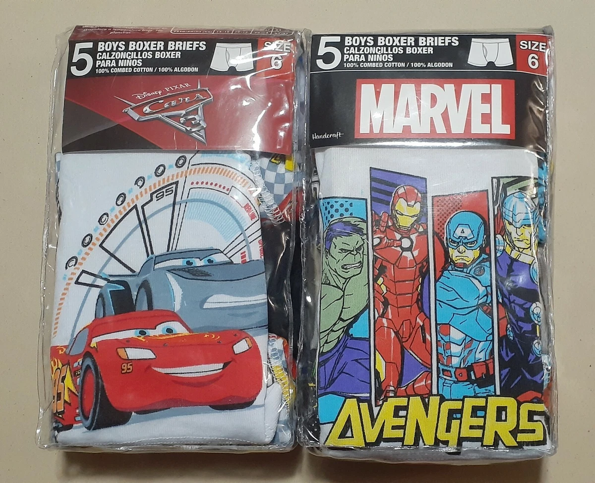 Disney Pixar Cars/avengers Underwear Briefs TWO5-PackS Boys Size 6 m4