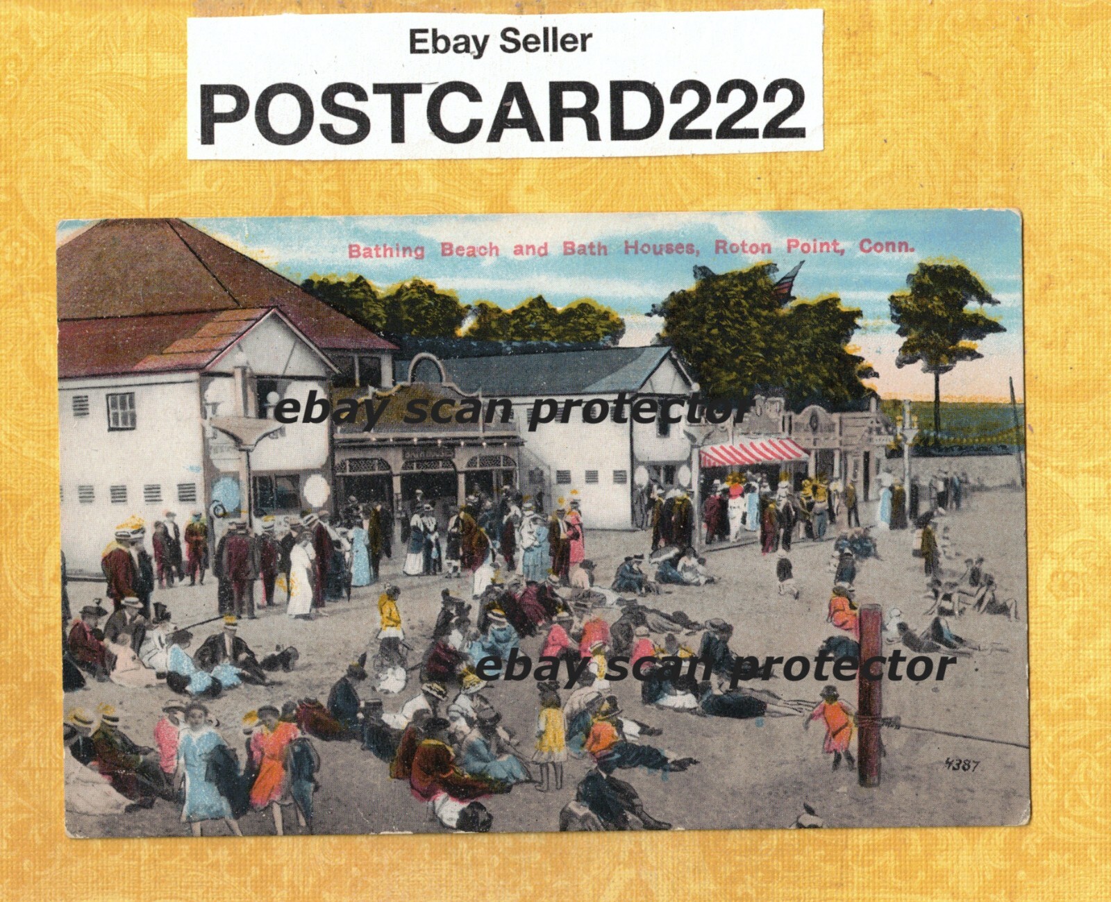 CT Roton Point Norwalk 190829 antique postcard BATHING BEACH & BATH