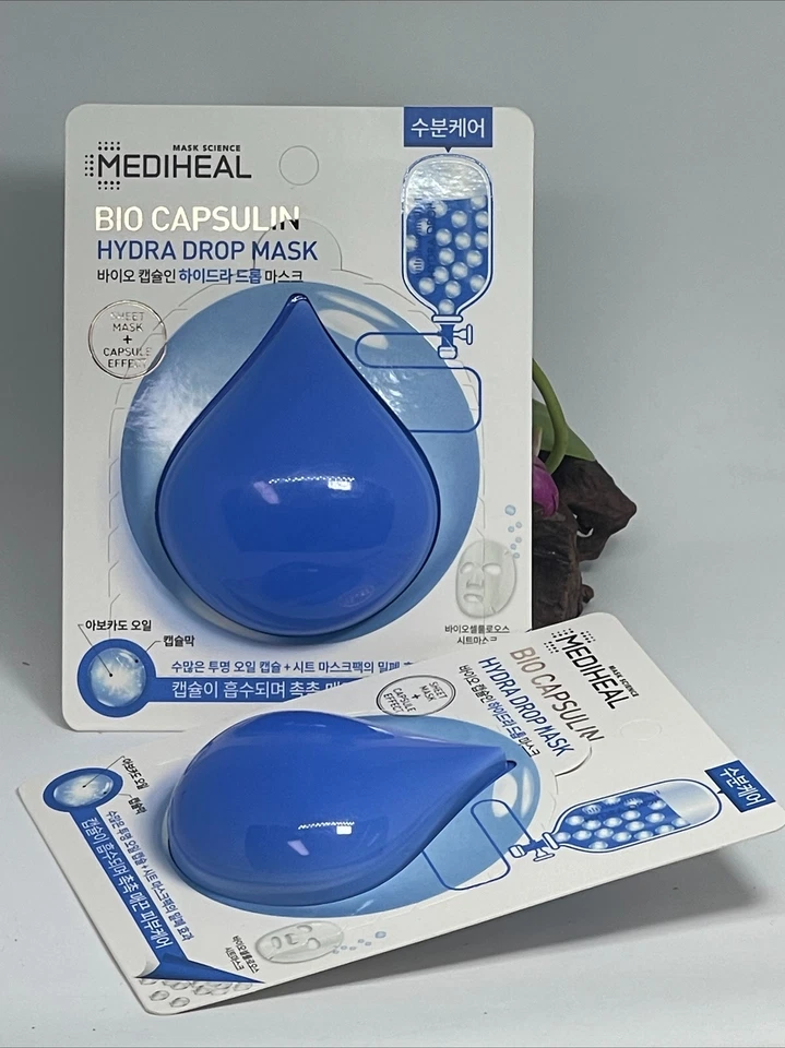 2x Mascarilla Facial Mediheal Bio Capsulin Hydra Drop - Máscara Hoja + Efecto Cápsula Foto 2 de 4