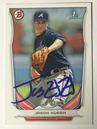 2014 Bowman Baseball Card #BP1 Hason Hursh Atlanta Braves Autographed - 第 1/7 張圖片