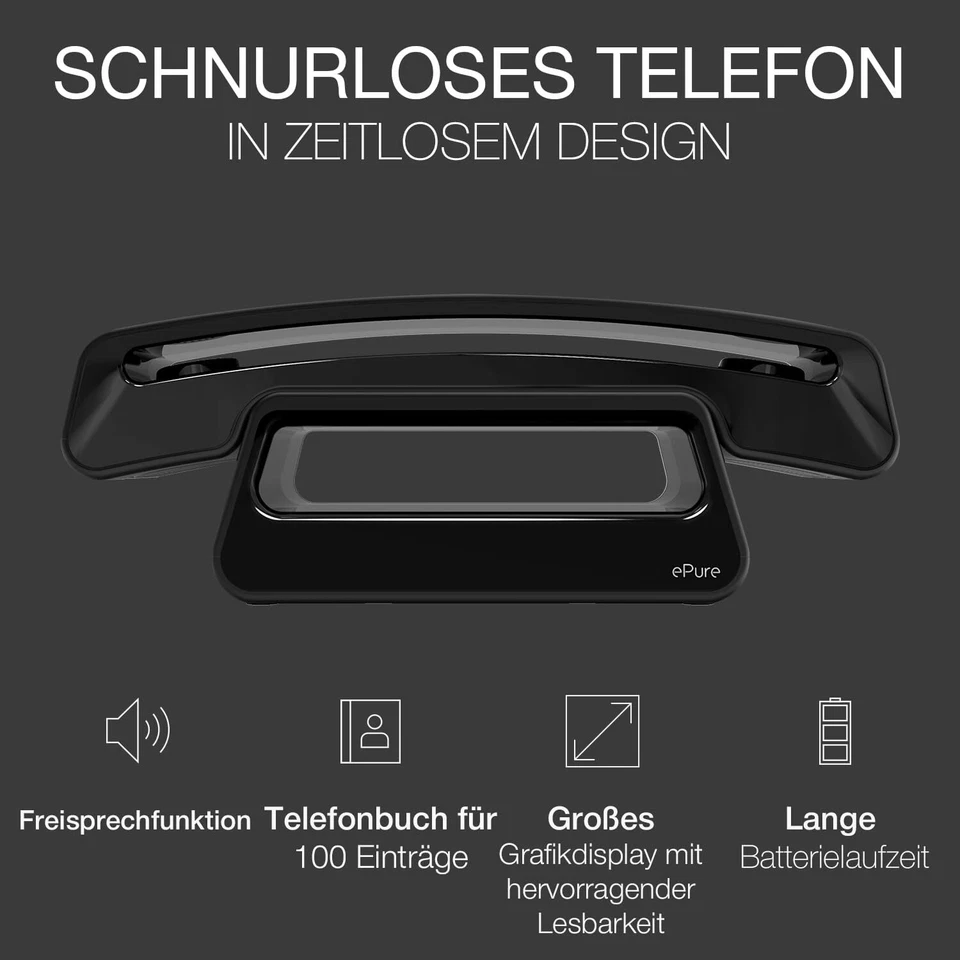 ePure Iconic - Schnurloses Festnetztelefon DECT - Vintage-Design - Großes hoc... - Bild 3 von 4