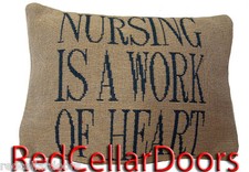 New NURSING Is a Work of Heart Pillow Cover Shell Back Cushion Nurse Breastfeed