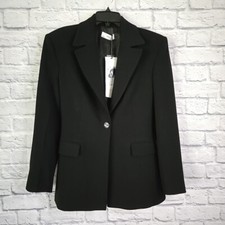 MNG Mango Blazer Womens Medium Black Jacket Wool Blend Office Career Casual New
