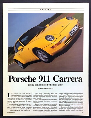 1994 Porsche 911 Carrera Coupe Road Test Technical Data Review Article