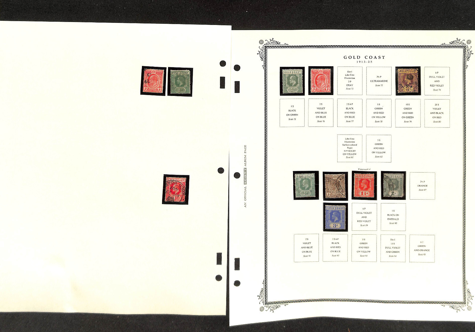 Gold Coast Stamp Collection on 16 Scott Specialty Pages, 1875-1954 (BE)
