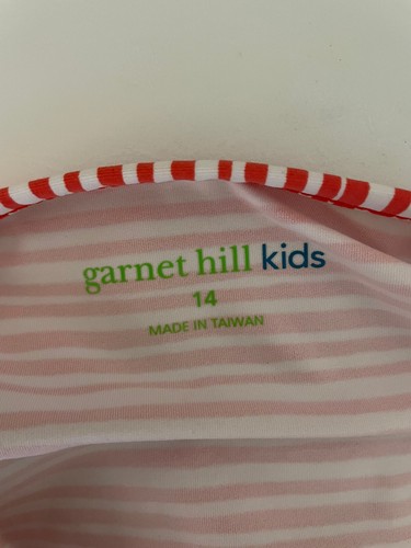 Garnet Hill Rash Guard Sz 14 Girls Red White Stripe Swim Top Long Sleeve Shirt - Picture 5 of 5