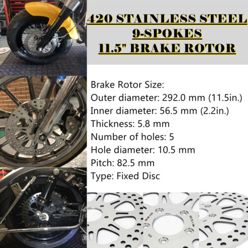 Rotor de freno trasero pulido de 11,5" para Harley Softail Dyna Wide Glide FXD FXDB FXDF - Imagen 3 de 8