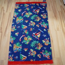 Polo Ralph Lauren Bear Beach Towel LIMITED EDITION Hawaiian Navy Blue 35 x66